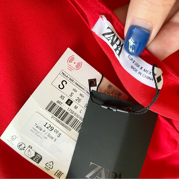 Zara rhinestone embellished draped maxi skirt red - Picture 9 of 11